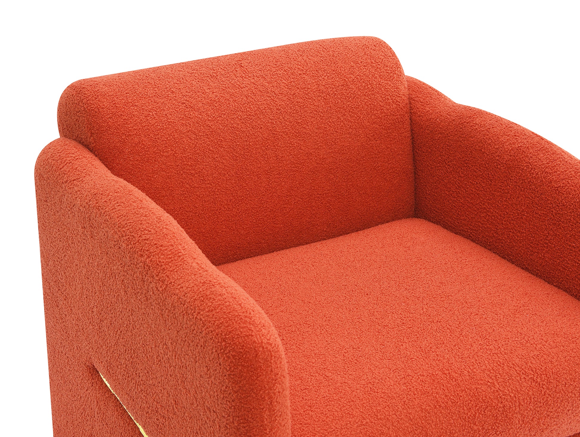 Arm Chair With Waved Arms, Metal Decoration On Both Side Arms, Accent Chair For Primary Living Space, Living Room, Bedroom, Teddy Fabric, Orange Orange Primary Living Space Modern Foam Plywood
