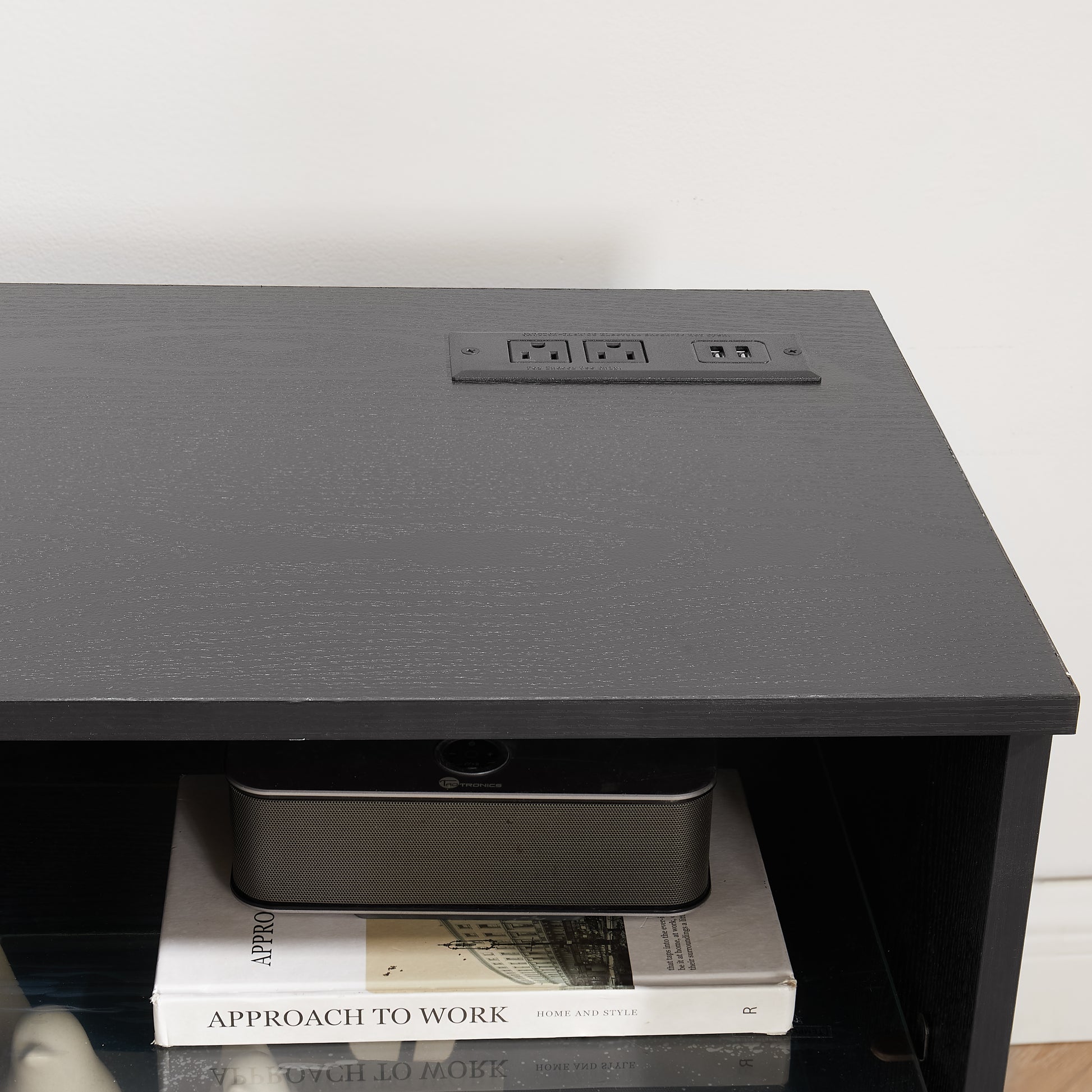 Tv Stand Electric Fireplace Glass Shelves, 3D Fireplace Tv Stand With Led Lights Wood With Usb Charging Outlet Modern Television Table Center For Tv Up To 62" Black 58''W*15.5''D*24.4 Black 50 59