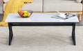 A Modern Minimalist Style White Marble Patterned Coffee Table With Black Metal Legs. Computer Desk. Game Table. Tea Table. Ct Xx White Black Sintered Stone