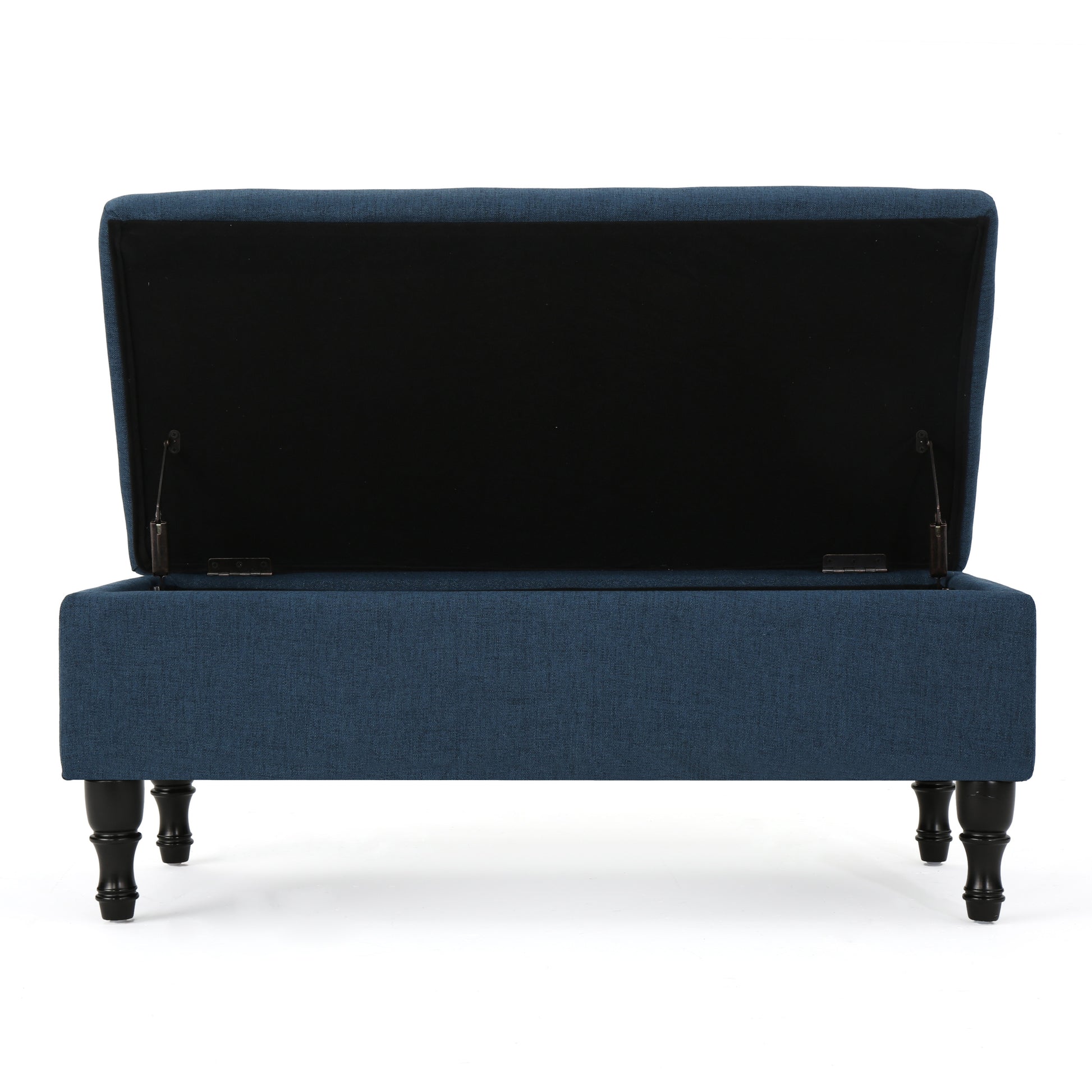 Hyatt Storage Ottoman Navy Blue Fabric