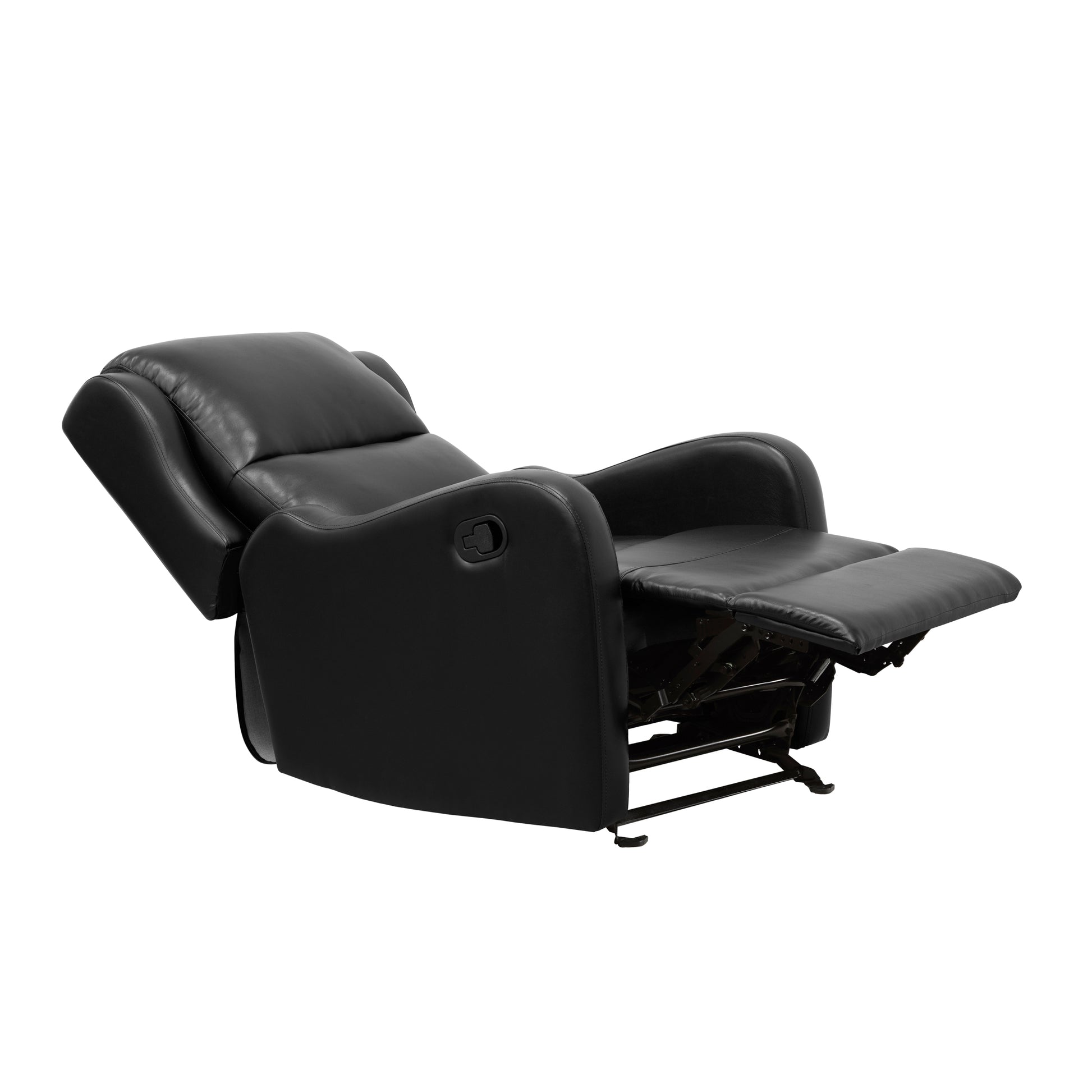 Black Faux Leather Upholstery Glider Reclining Chair 1Pc Living Room Furniture Comfort Seating Black Faux Leather Wood Primary Living Space Solid Wood