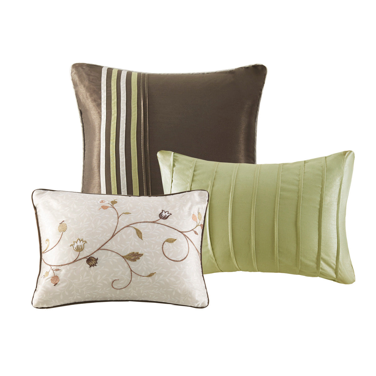 Embroidered 7 Piece Comforter Set Green King King Green Polyester