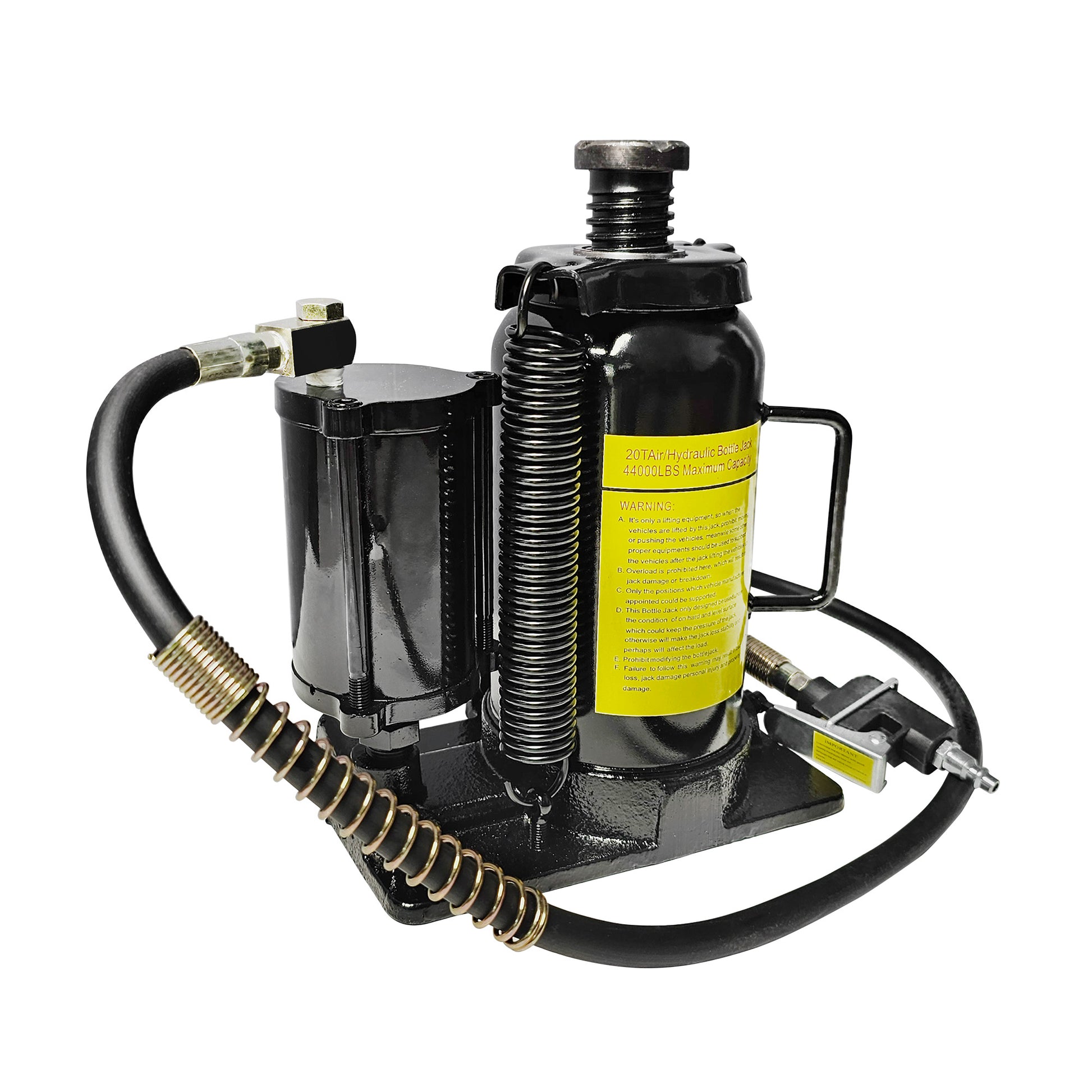 Air Hydraulic Bottle Jack, 20 Ton 40000 Lbs Bottle Jack, 10.23 20.07 Inch Lifting Range, Manual Handle And Air Pump, For Car, Pickup, Truck, Rv, Auto Repair, Industrial Engineering Black Steel