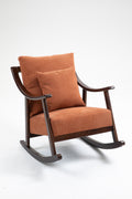Woven Fabric Mid Century Modern Accent Chairs Comfy Upholstered Glider Arm Chair With Solid Wood For Living Room Bedroom Balcony Light Brown Linen