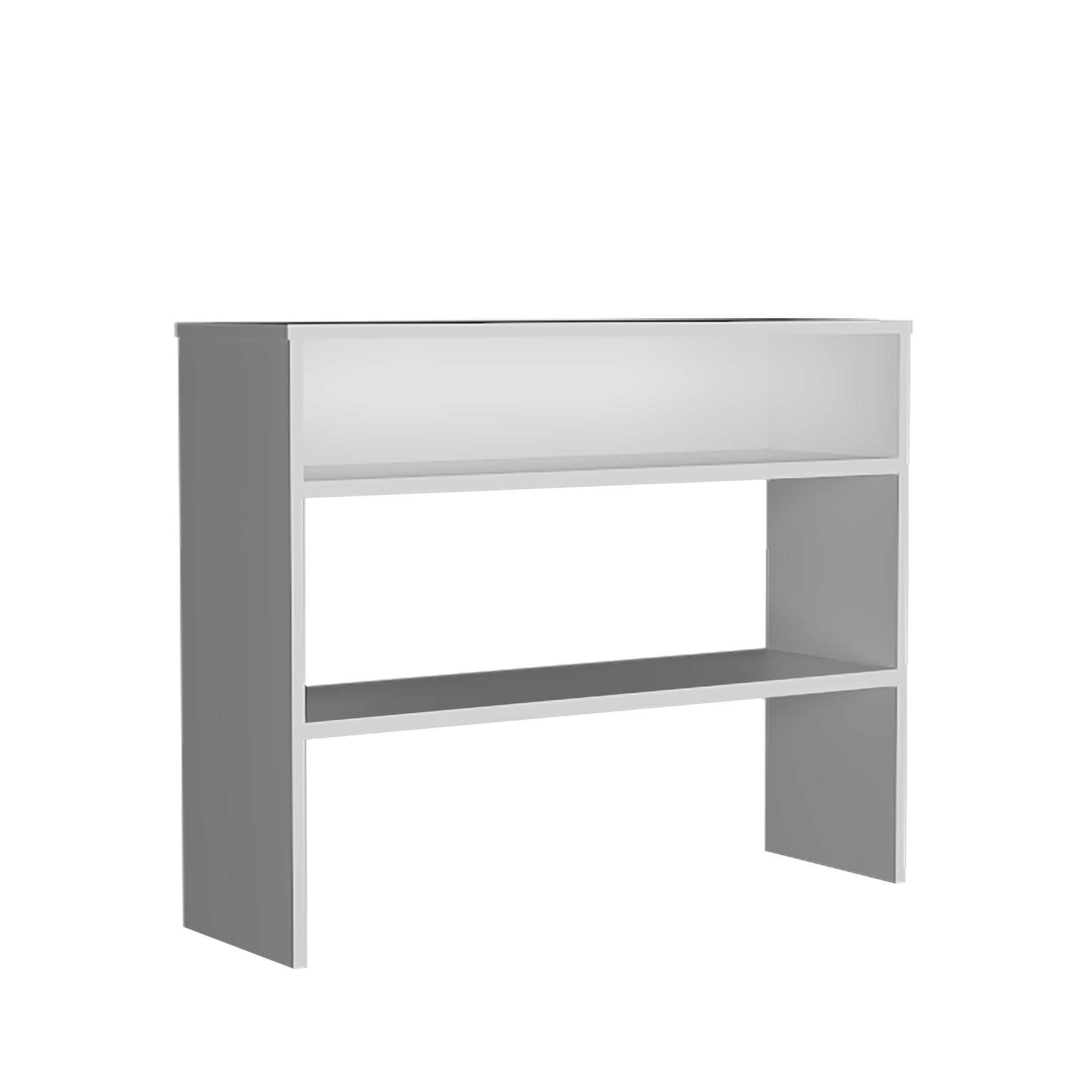 Being 39" Wide 2 Tier Shelf Narrow Console Table, Entryway Table White Computer Desk Office Modern Freestanding Rectangular Open Storage Computer Tables Rectangular Particle Board