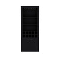 Nero 74 Inch Tall Bar Cabinet 4 Tier Modern Bar Cabinet With Glass Holder Stemware Rack, Wine Cabinet, Liquor Cabinet, 10 Bottle Cubbies And 4 Shelves. Black Primary Living Space Modern Particle Board Shelves Included Engineered Wood