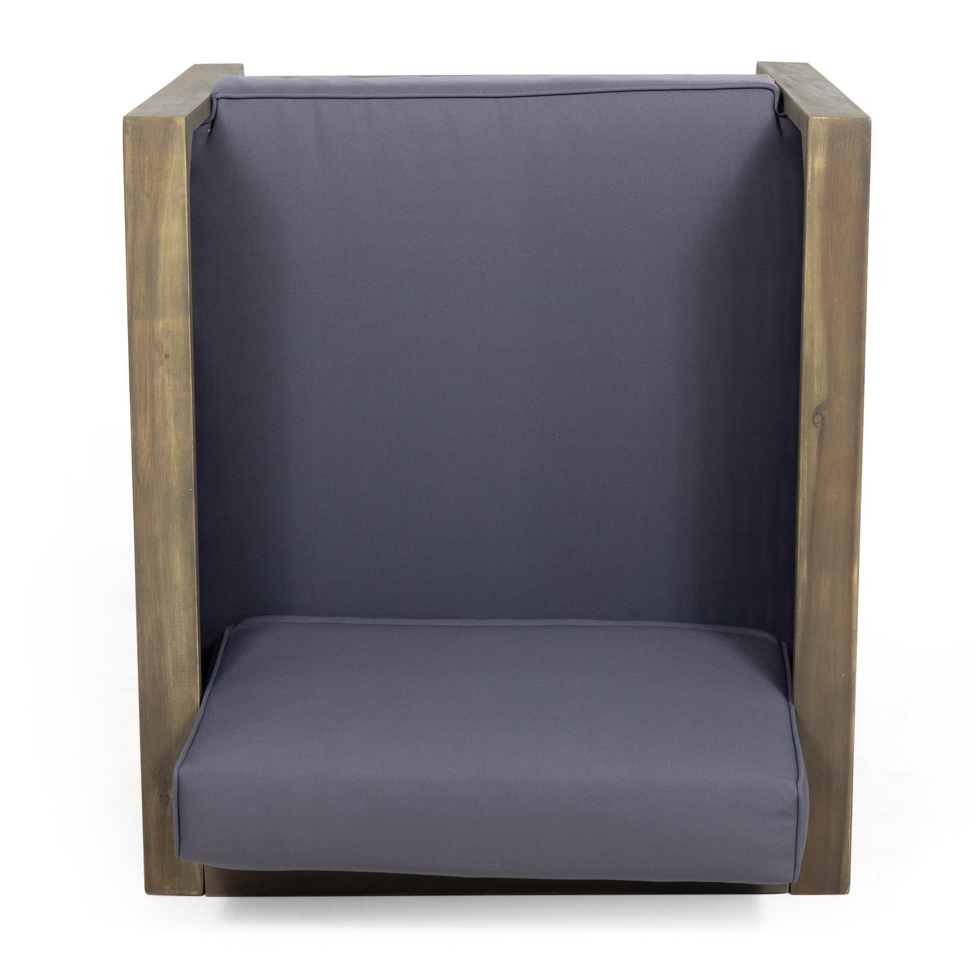 Outdoor Acacia Wood Club Chair With Wicker Accents, Gray Mixed Gray Brown, 30.25"D X 27.5"W X 23.75"H Gray Acacia Wood
