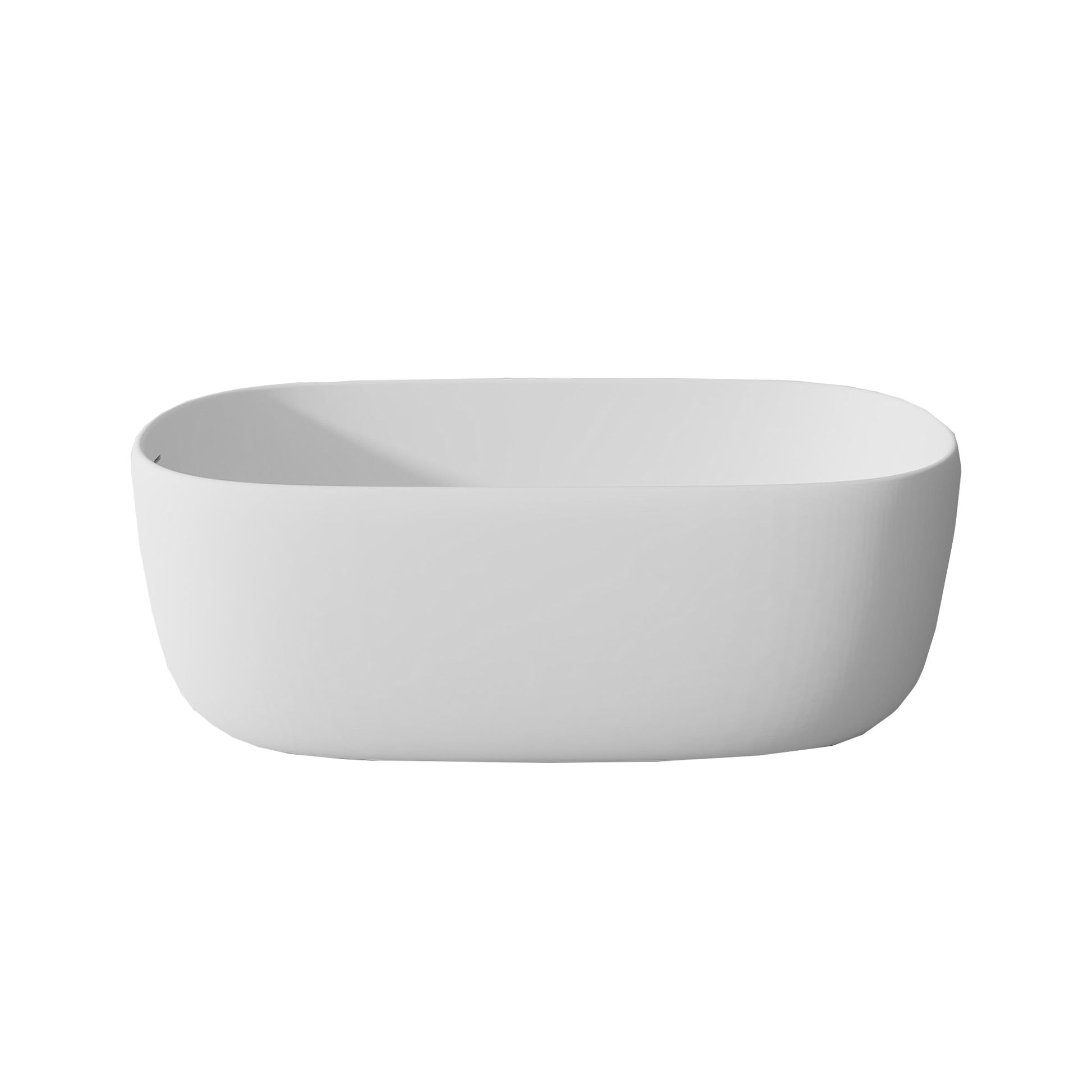 51'' Freestanding Bathtub Resin Stone Soaking Bathtub Solid Surface Modern Tubs With Overflow And Pop Up Drain In White Matte White Oval Bathroom Freestanding Tubs Matte Less Than 59 In Soaking Center Solid Surface Solid Surface