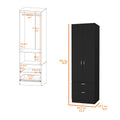 Tall Mayer Wardrobe In Melamine With Two Doors And Two Drawers Black Bedroom Contemporary Particle Board Melamine