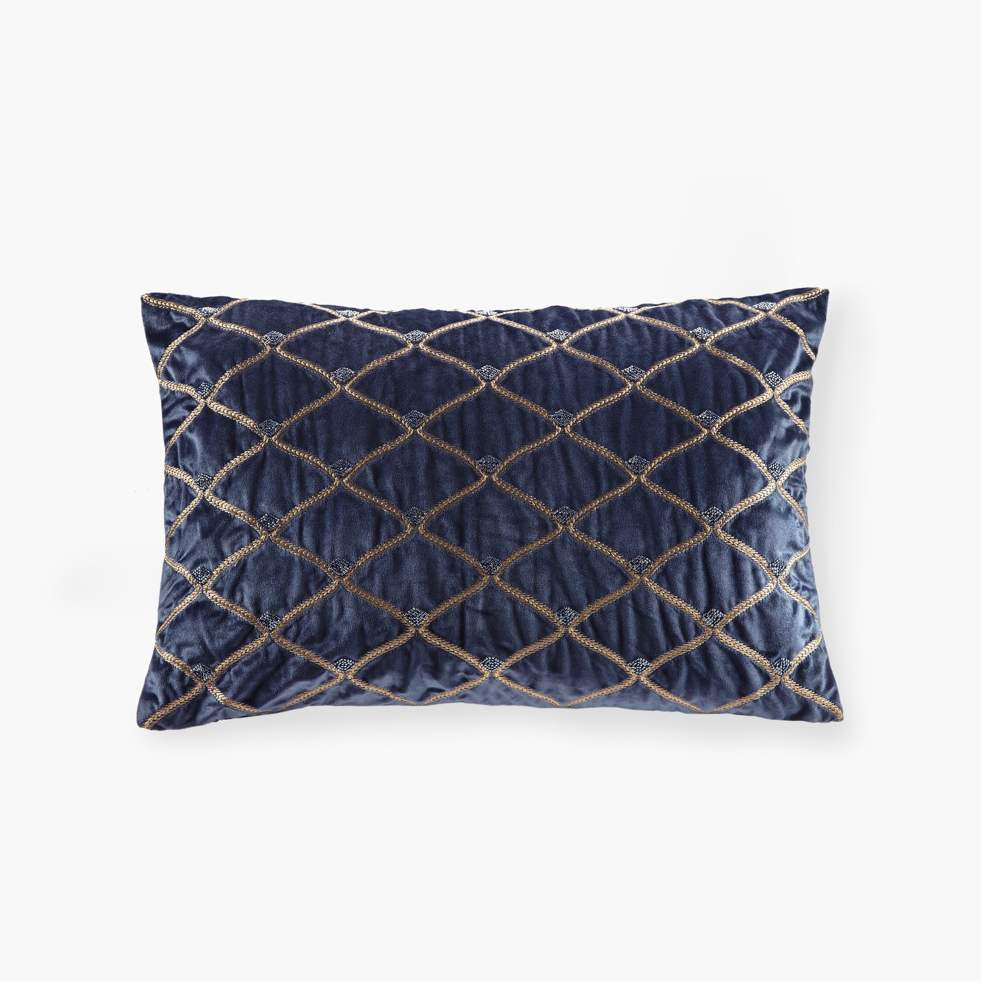 Oblong Decor Pillow Navy 22X15" Navy Cotton