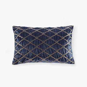 Oblong Decor Pillow Navy 22X15" Navy Cotton