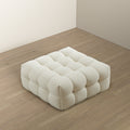 Morrison Ottoman Cream Boucle Cream,White Brown Wood Solid White Foam Tufted Boucle,Solid Wood