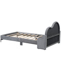 Twin Size Upholstered Platform Bed With Cloud Shaped Headboard, Gray Box Spring Not Required Twin Gray Bedroom Polyester Upholstered