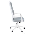 Office Chair, Adjustable Height, Swivel, Ergonomic, Armrests, Computer Desk, Work, Grey Mesh, White Metal, Contemporary, Modern White Foam Polyester