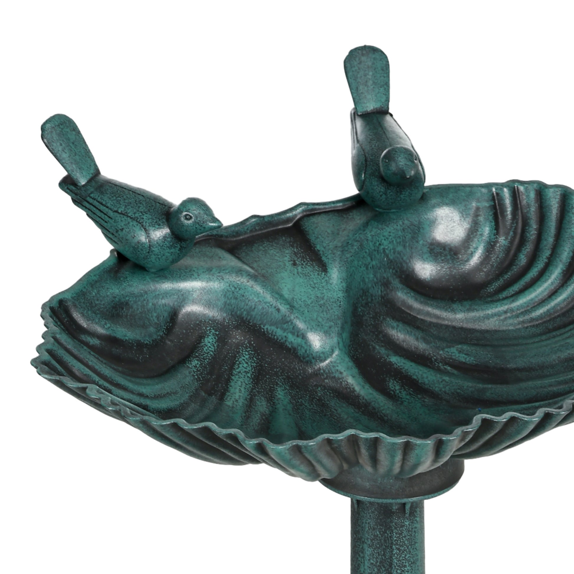 Outsunny 32" Antique Bird Bath With Pedestal Flower Planter Base, Vintage Style Decorative Birdbath, Bird Feeder Bowl & Planter Decoration Yard Statue, Verdigris Green Polypropylene
