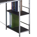 Elvis Black & Chrome Finish Writing Desk W Shelves Black,Chrome Metal,Synthetic Wood