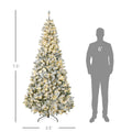 Homcom 7.5Ft Tall Prelit Artificial Christmas Tree Holiday D Cor With 1188 Snow Flocked Branches, 500 Warm White Led Lights, Auto Open, Green Green Plastic