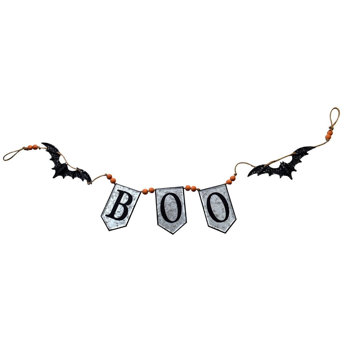 67X7.3"H Iron Boo Banner W Bats, For Halloween Holiday Decor Black,Gray,Orange Iron