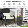 Outsunny Patio Wicker Adirondack Chair, Outdoor All Weather Rattan Fire Pit Chair W Soft Cushions, Tall Curved Backrest And Comfortable Armrests For Deck Or Garden, Cream White Cream White Steel