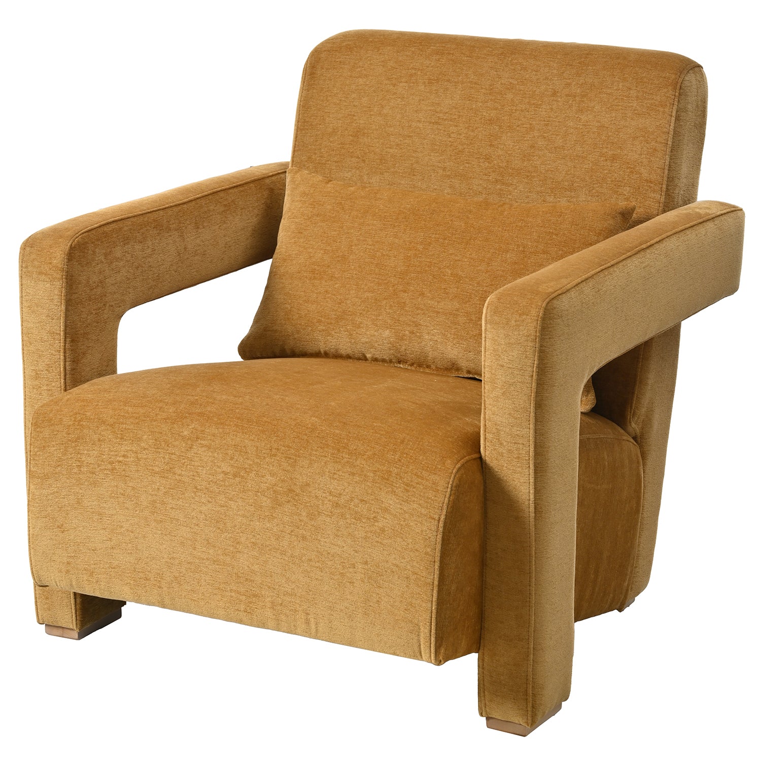 Mirod Sleek Right Angle Armrests, Ergonomic Lumbar Support, Square Wooden Block Legs, Inclined Seat For Comfort, Artistic Statement Piece For Living Room,Bedroom And Study Yellow Chenille