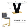 Table And Chair Set,Large Modern Minimalist Rectangular Glass Dining Table For 4 8 With 0.4