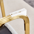 Table And Chair Set.Modern Rectangular Dining Table With Black Textured Stickers Glass Tabletop And Gold Plated Metal Legs.Paried With 6 Comfortable Chairs With Pu Seats And Golden Metal Legs. Gold,Light Gray Seats 6 Glass Metal