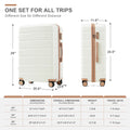 Luggage Sets 4 Piece, Abs Durable Suitcase With Travel Bag, Abs Hard Shell Luggage With Spinner Wheels, Ivory And Golden Ivory Gold Abs