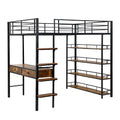 Full Size Metal Loft Bed With Desk And Shelves, Black Expected Arrival Time: 9.18 Box Spring Not Required Full Black Metal Solid Wood Mdf