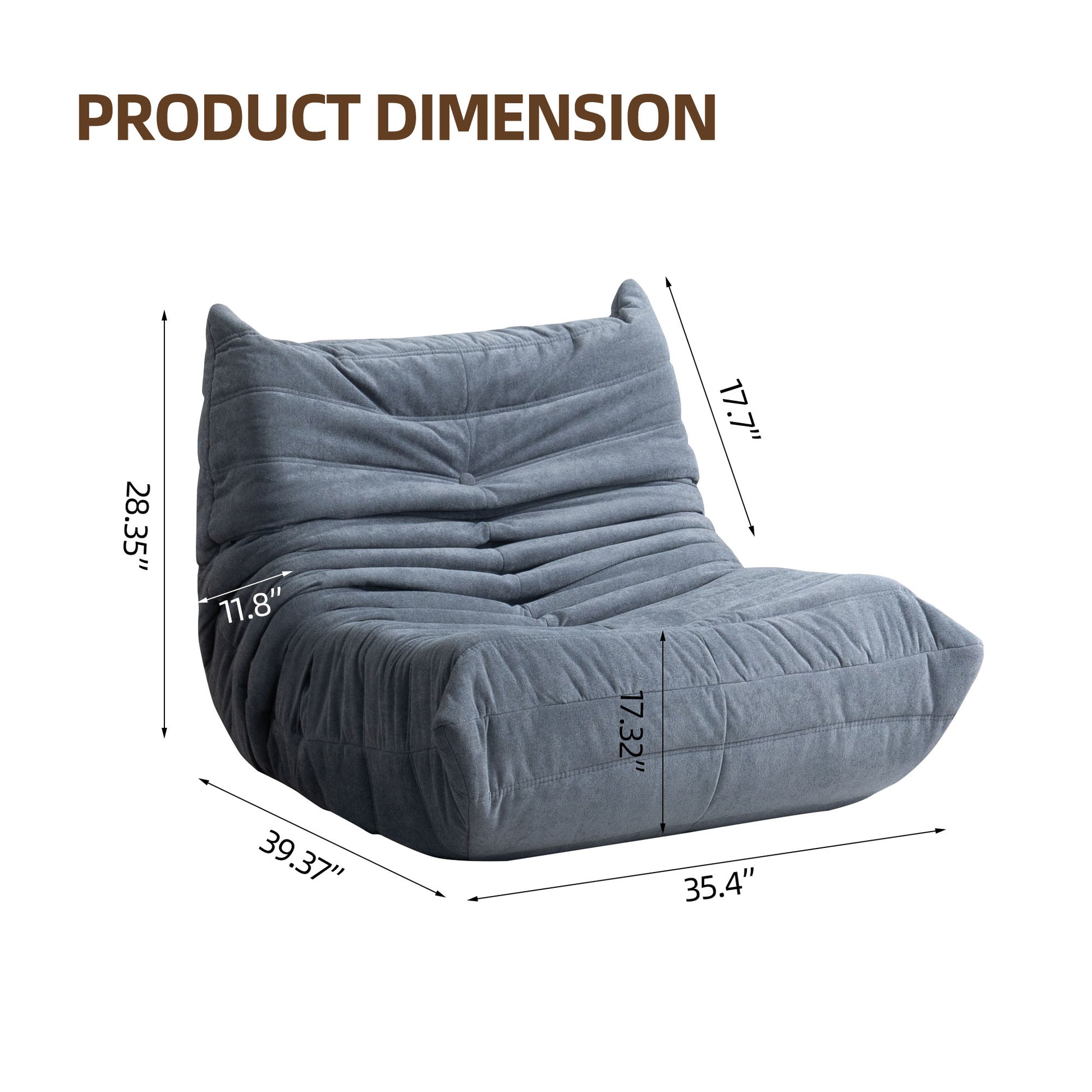 Floor Sofa Bean Bag Chair For Adults Fireside Bean Bag Lounger Memory Foam Chair For Home, Office, Apartment Or Gaming Venue Plain Grey Polyester Primary Living Space Firm Art Deco Armless Foam Polyester Blend