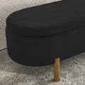 Ottoman Oval Storage Bench,Rubber Wood Leg,Black 46.