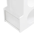 Mobile End Table With Lockable Wheels, Narrow Coffee Table With 5Mm Thick Fluted Tempered Glass, Modern Nightstand With Golden Round Rod, Living Room, White, 31.5''W X11.8''D X 23.1''H White Primary Living Space Mdf