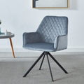 Modern Desk Chair No Wheel, Ergonomic Office Chair Home Office Upholstered Chair, Computer Chair For Bedroom, Reception Room, Living Room With Metal Legs Blue Fabric Metal