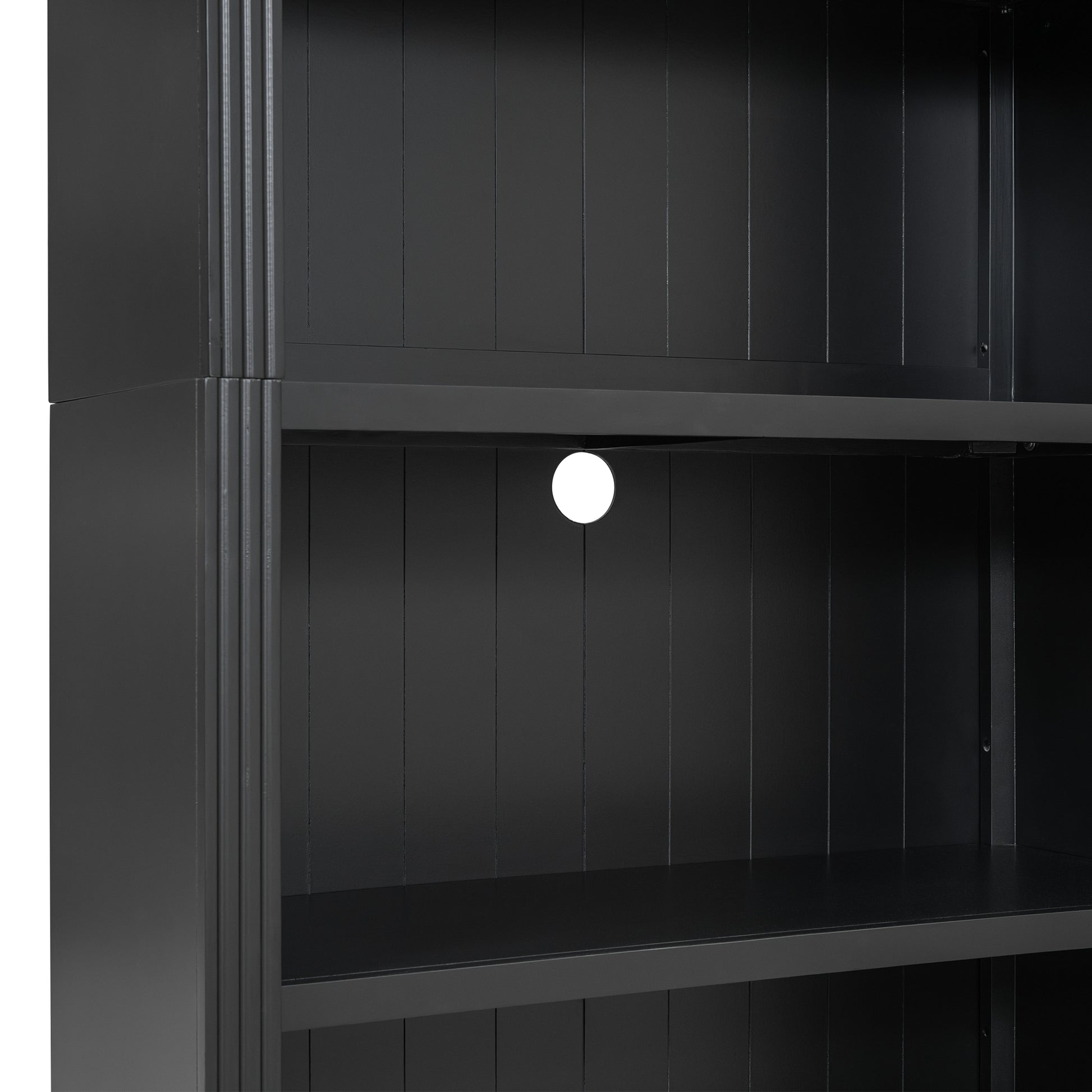 83.4" Tall Wood Bookcase With Light Strip,5 Tier Decor Bookshelves With Adjustable Shelves,Storage Organizer For Cds Books Movies,Free Standing Storage Shelves For Living Room,Home Office,Black