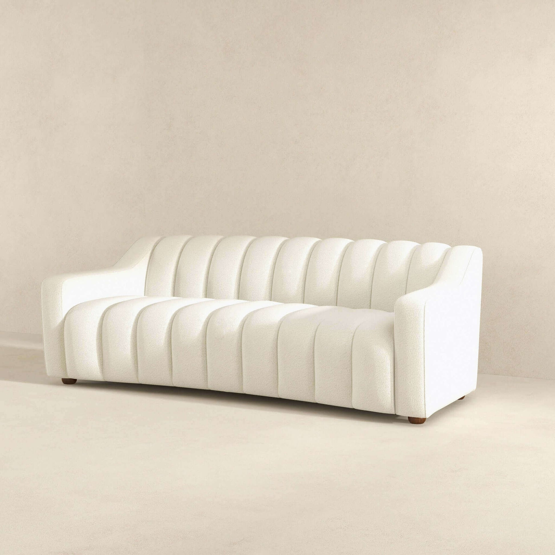 Marcus Luxury Tight Back Cream Boucle Couch Cream,Creamy White,Ivory,White Tight Back Boucle 4 Seat