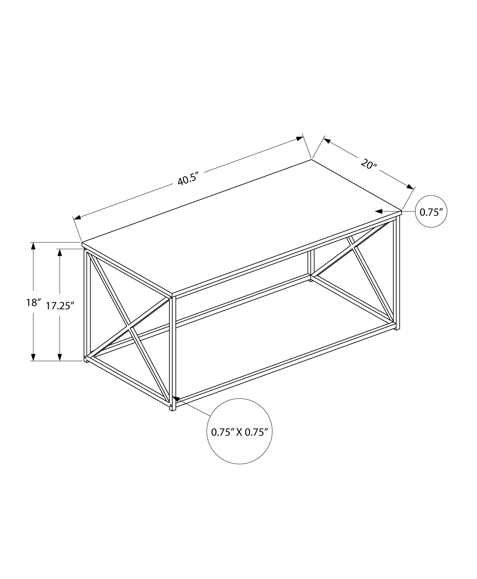 Coffee Table, Accent, Cocktail, Rectangular, Living Room, 40"L, Grey Laminate, Black Metal, Contemporary, Modern Grey Particle Board