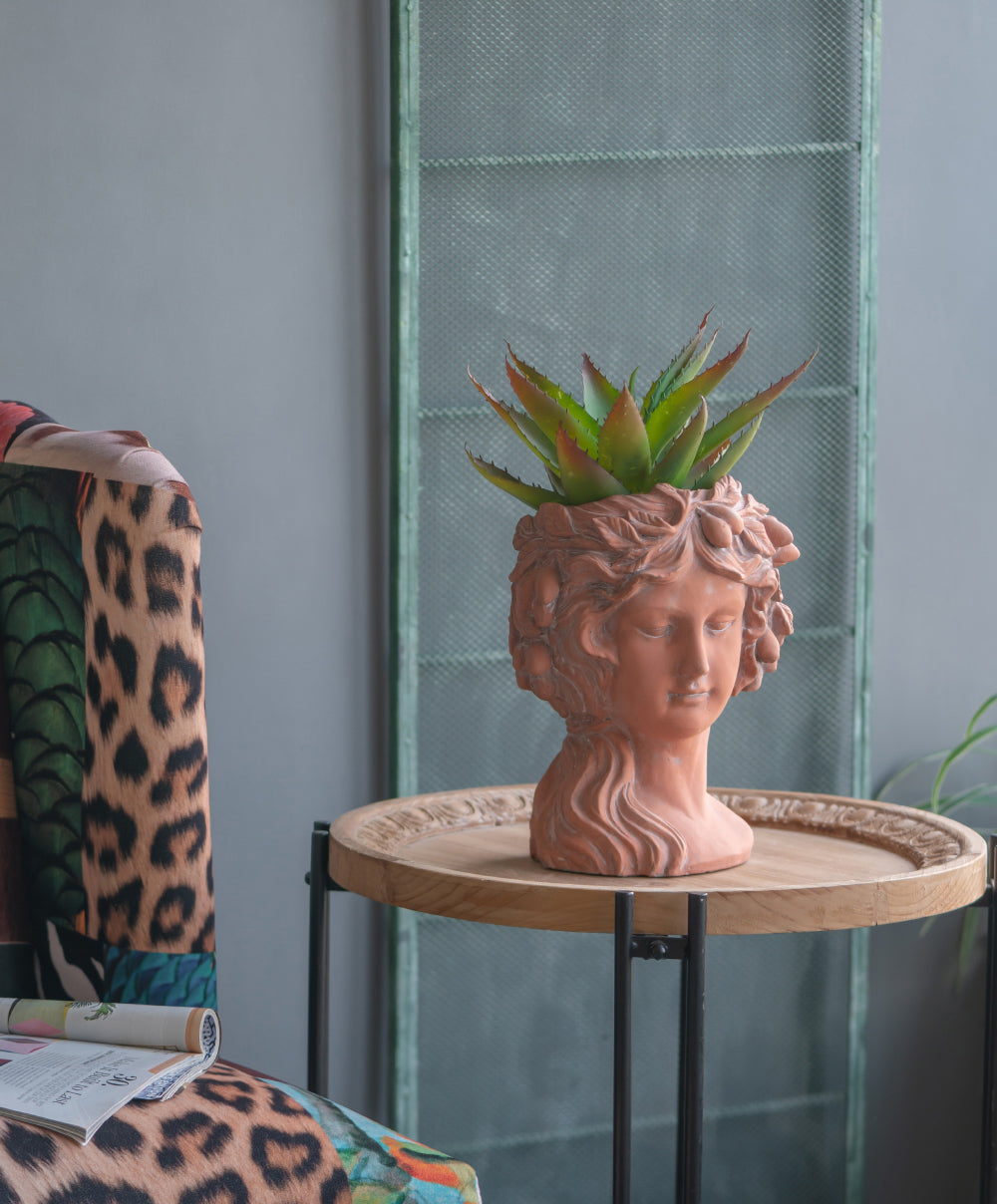 8X9X11.5" Brown Head Bust Planter, Greek Style Cement Head Planter Indoor Outdoor Home Garden Decor Brown Garden & Outdoor Cement