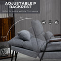 Homcom Accent Chair With Ottoman, Reclining Comfy Chair With Adjustable Backrest, Steel Frame And Pillow For Living Room, Bedroom, Light Gray Light Gray Polyester