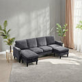 Chenille Sectional Sofa, U Shaped Sofa Couch With High Density Memory Foam, 4 Seat Comfy Modular Sofa Couch For Living Room, Modern U Shaped Sectional Sofa,U Shaped Dark Grey Dark Grey Chenille