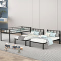 Triple Twin Bunk Bed, Can Be Separated Into 3 Twin Beds Black Metal