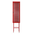 Retro Style Freestanding Metal Tall Display Cupboard With Glass Door And Three Detachable Shelves For Office, Living Room, Kitchen Console Sideboard,Bedside Entryway Red Old Sku:W68751719 Red Steel