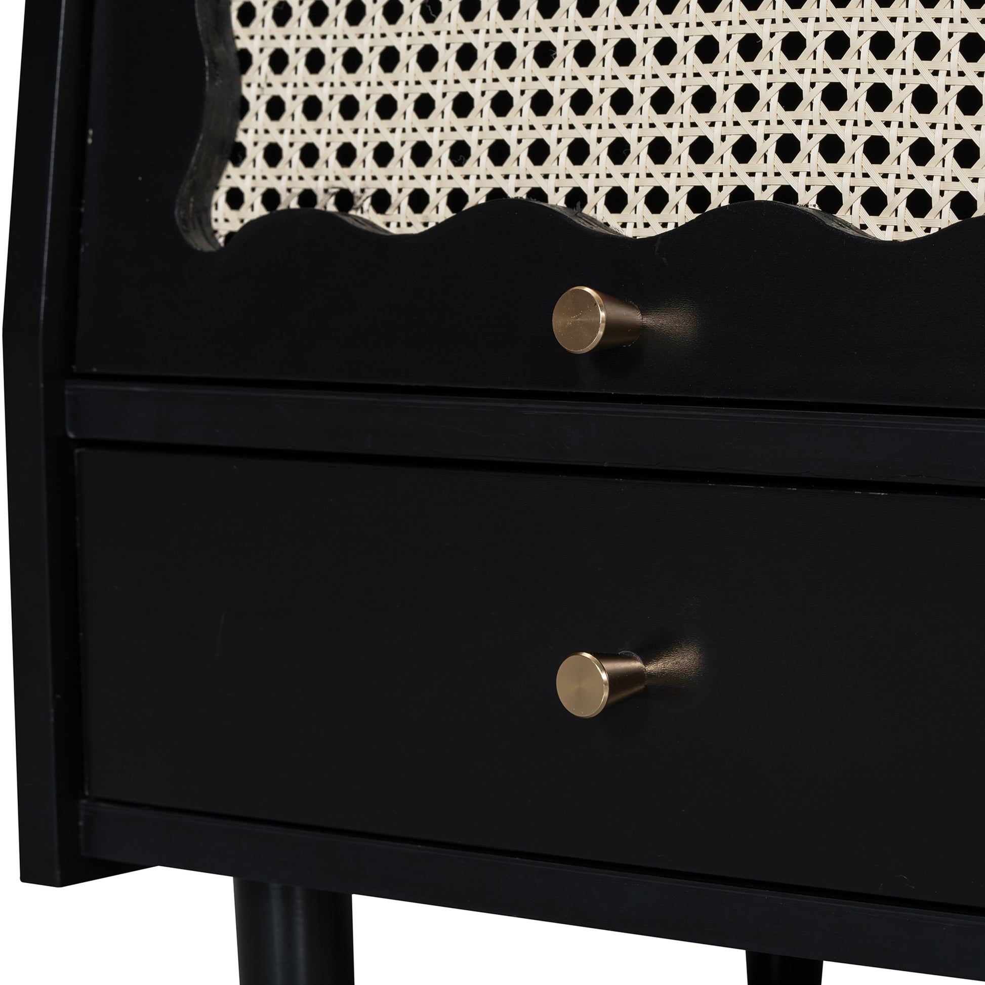 3 Pieces Bedroom Set With Queen Size Wooden Bed Frame, 1 Vintage Nightstand And 1 Makeup Vanity Set With Stool,Black Expected Arrival Time: 08.23 Queen Black 3 Piece Set Wood