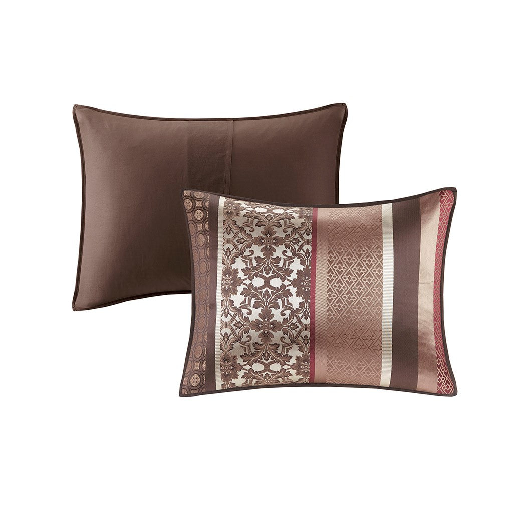 7 Piece Comforter Set Red Cal King California King Red Polyester