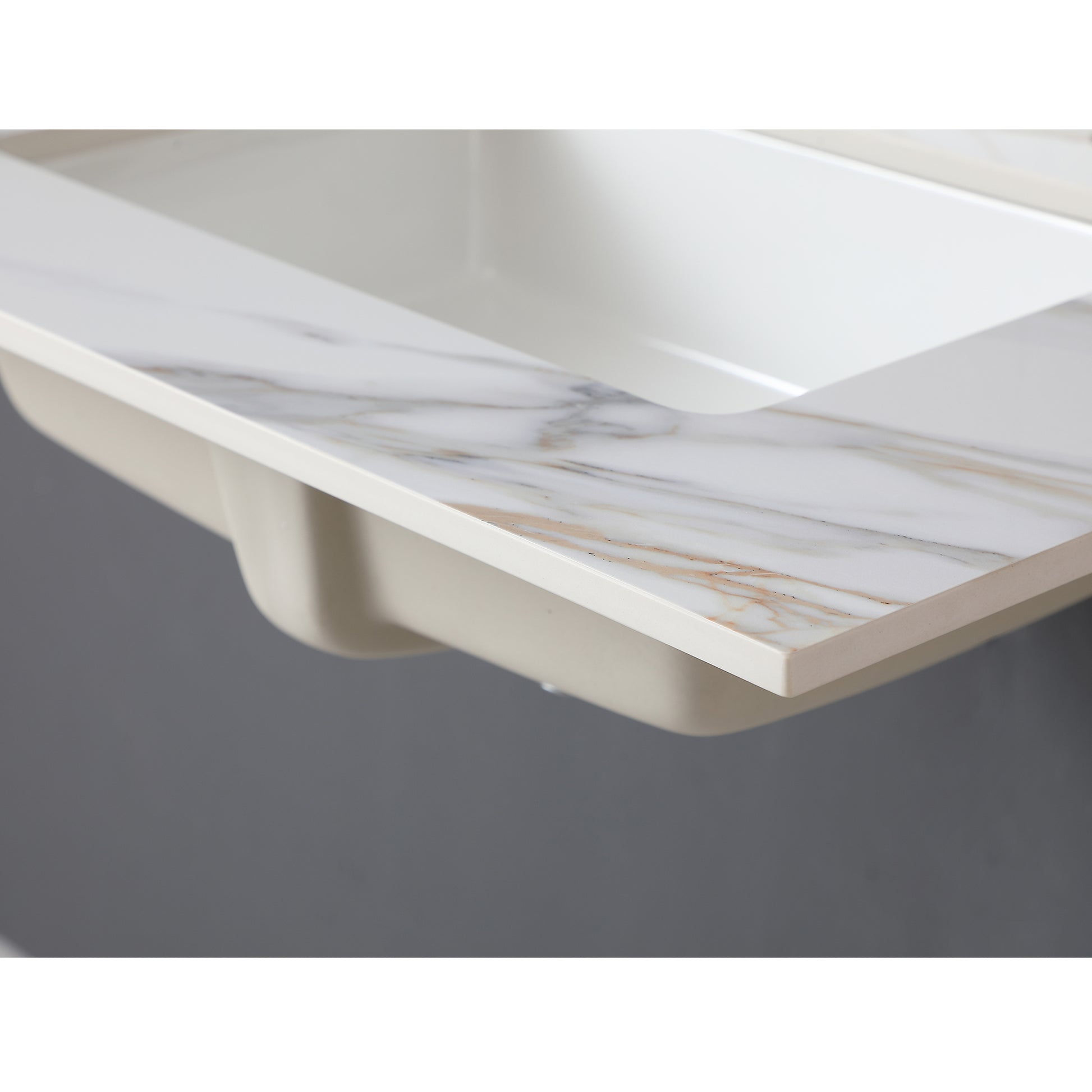 31 Inch Marble Vanity Top, Bathroom Vanity Top With Undermount Rectangular Middle Sink And 4" Height Backsplash, Pre Drilled 8 Inch Faucet Hole Spread Vanity Top, Carrara White With Veins White Marble American Design,American Traditional Sintered Stone