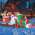 Homcom 11Ft Christmas Inflatables Outdoor Decorations Holiday Train With Santa, Snowman And Penguin, Blow Up Yard Christmas Decor With Led Lights Display Multicolor Polyester