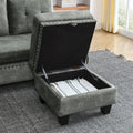 Sectional 3 Seaters Sofa ,Double Sided Multi Functional Footstool, Storage Matnon Slip Leg, Two Pillows, Velvet, Light Grey Light Grey Velvet 3 Seat