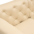 92.52 Inch Genuine Leather Couch 3 Seater Sofa With Tufted Back,Grain Leather Couch With Feather,Down Topper On Seating Surfaces Sofa For Living Room, Comfy Sofa Couch With Extra Deep Seats,Beige92.52 Beige Genuine Leather 3 Seat