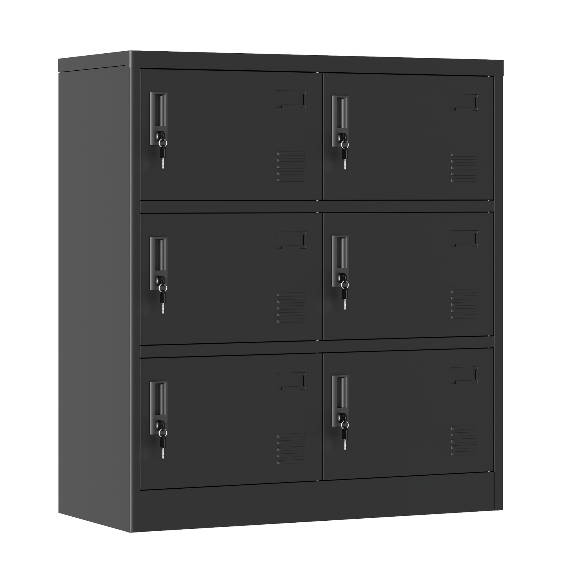 6 Door Employee Storage Locker, Metal Lockers For Office, Gym, School, And Homewith Card Slot Black Freestanding 5 Or More Spaces Powder Coated Black Gym Door Locks Modern Metal Metal