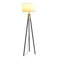 Sway Brassed Gold Floor Lamp With On Off Switch Triple Legs White Fabric Shade Black,Gold,White Table&Floor Lamps Fabric,Metal