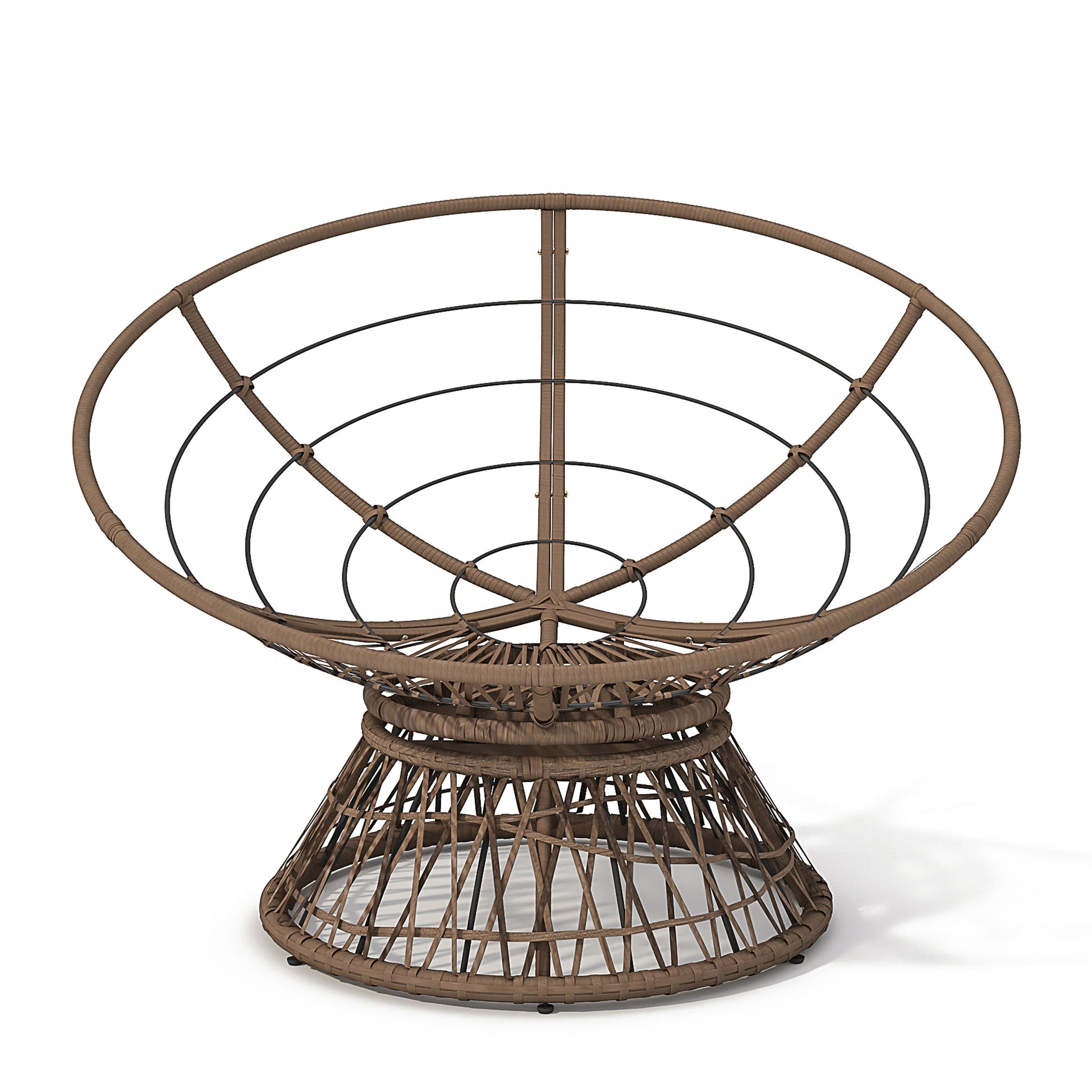 41.5" Ergonomic Wicker Chair With Cloud Thick Density Fabric Cushion,3 Proof Cover,High Capacity Iron Frame,Fluid 360 Degree Swivel For Reading,Living Room, Bedroom,Lounge,Brown Base,2 Colors