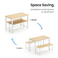 Dining Table Set, Bar Table With 2 Dining Benches, Kitchen Table Counter With Chairs, Industrial For Kitchen Breakfast Table, Living Room, Party Room, Natural And White43.3 L X23.6 W X 29.9 H White Natural Particle Board